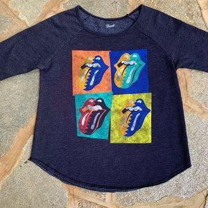 Bravado 3/4 Sleeve Rolling Stones Lightweight Sweatshirt, EUC, Small, Gray